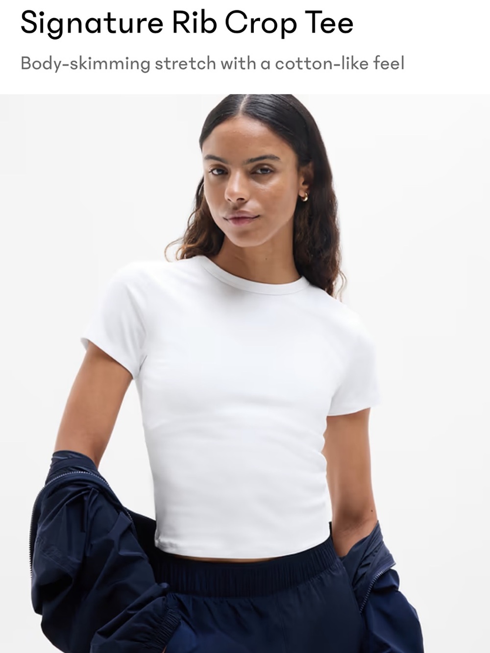 Athleta White Signature Rib Crop Tee